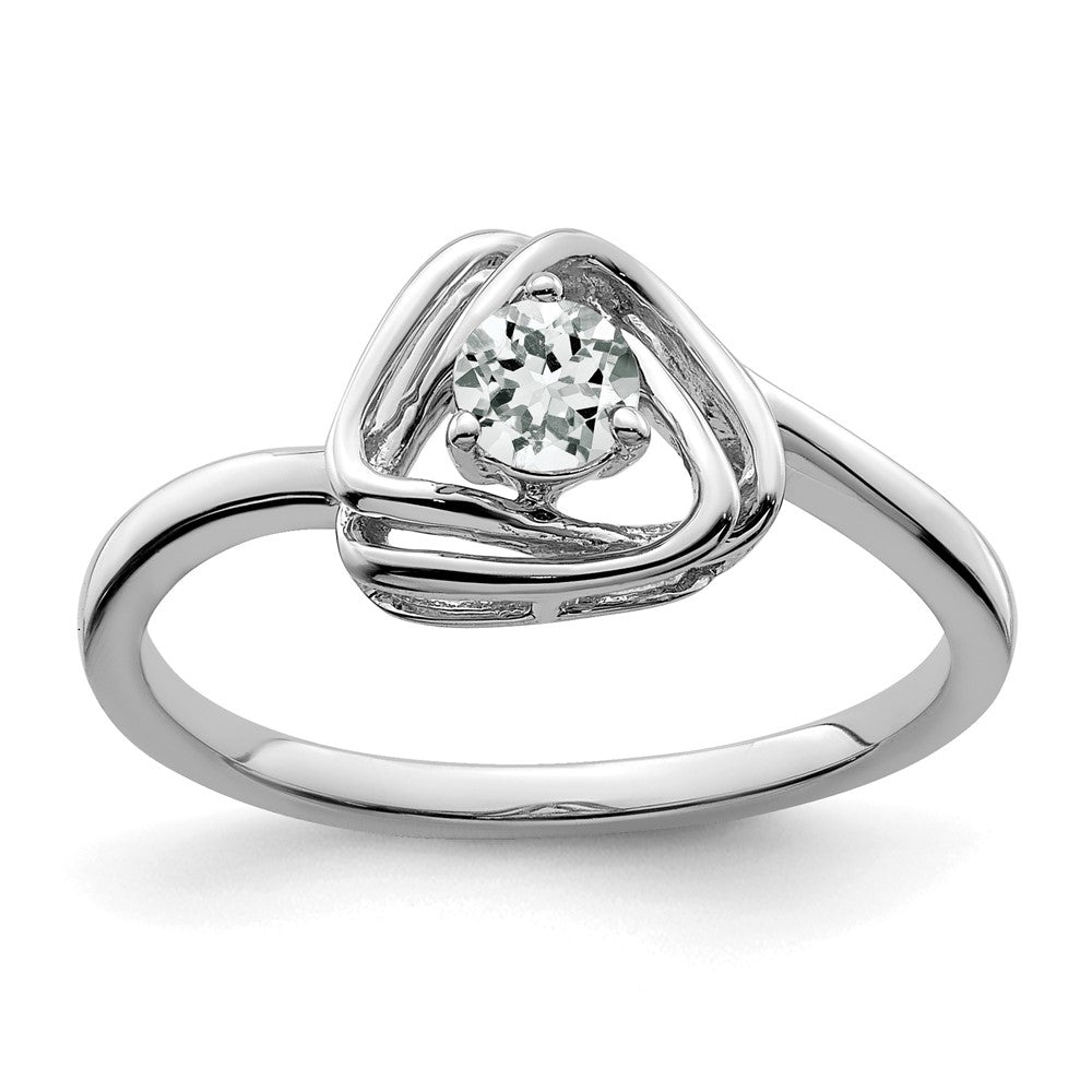 Solid 14k White Gold Topaz Triangle Ring