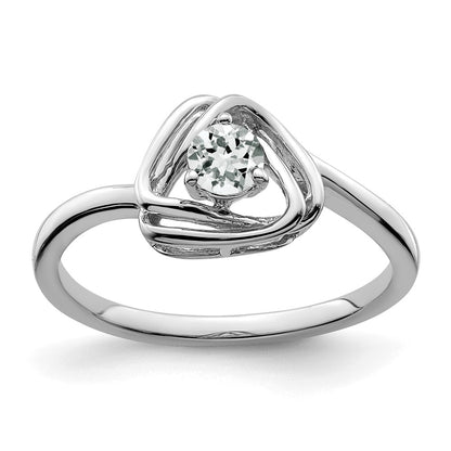 Solid 14k White Gold Topaz Triangle Ring