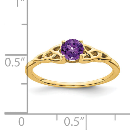 10K Yellow Gold Amethyst Celtic Knot Ring