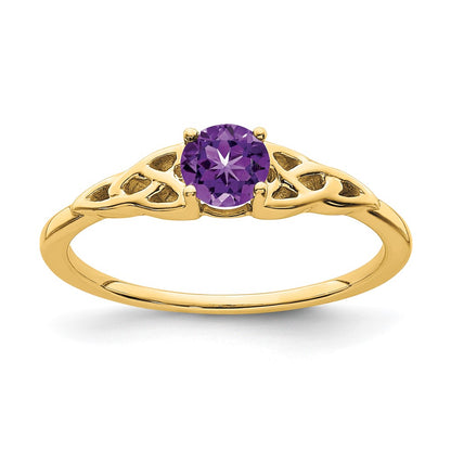 14K Yellow Gold Amethyst Celtic Knot Ring