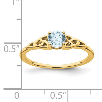 10K Yellow Gold Aquamarine Celtic Knot Ring