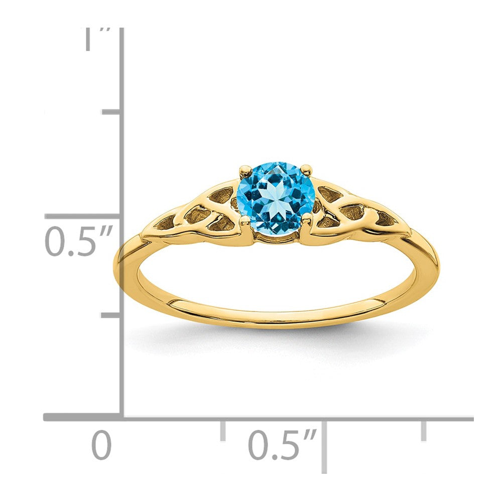 14K Yellow Gold Blue Topaz Celtic Knot Ring