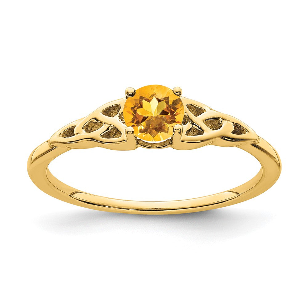 14K Yellow Gold Citrine Celtic Knot Ring