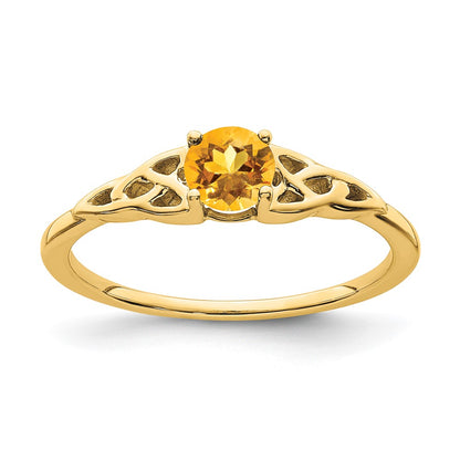 14K Yellow Gold Citrine Celtic Knot Ring