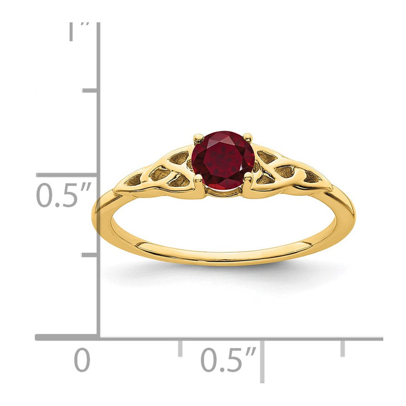 10K Yellow Gold Created Ruby Celtic Knot Ring