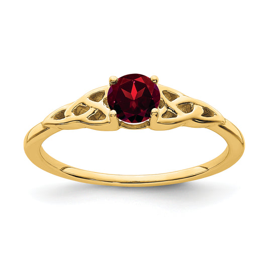 10K Yellow Gold Garnet Celtic Knot Ring