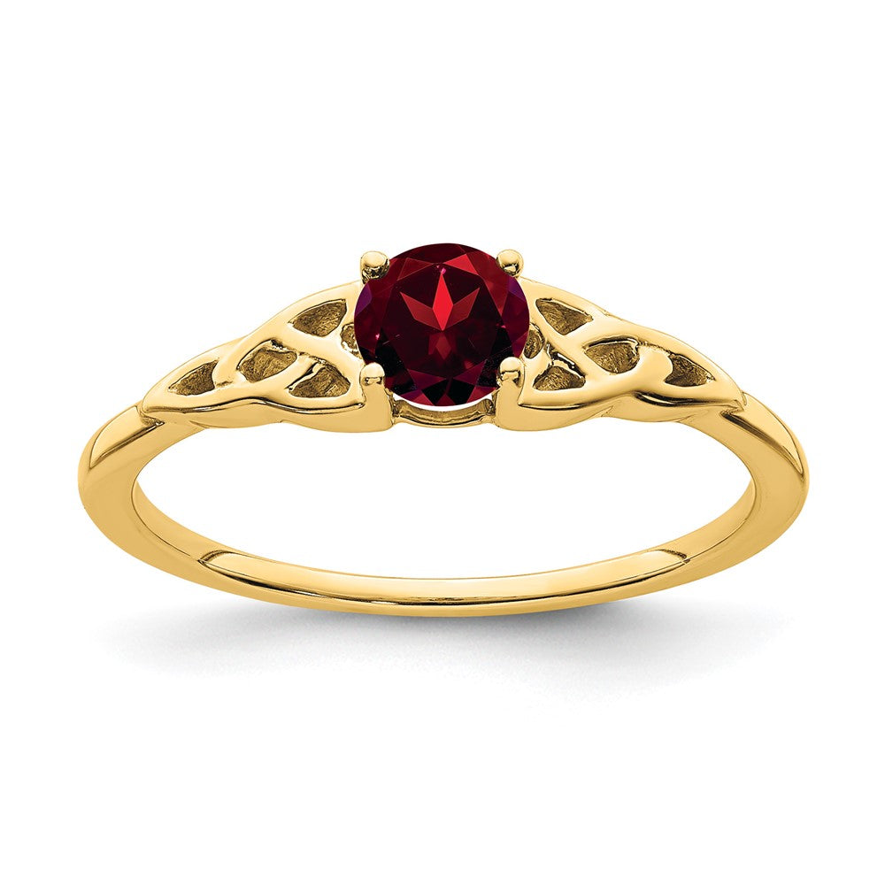 14K Yellow Gold Garnet Celtic Knot Ring