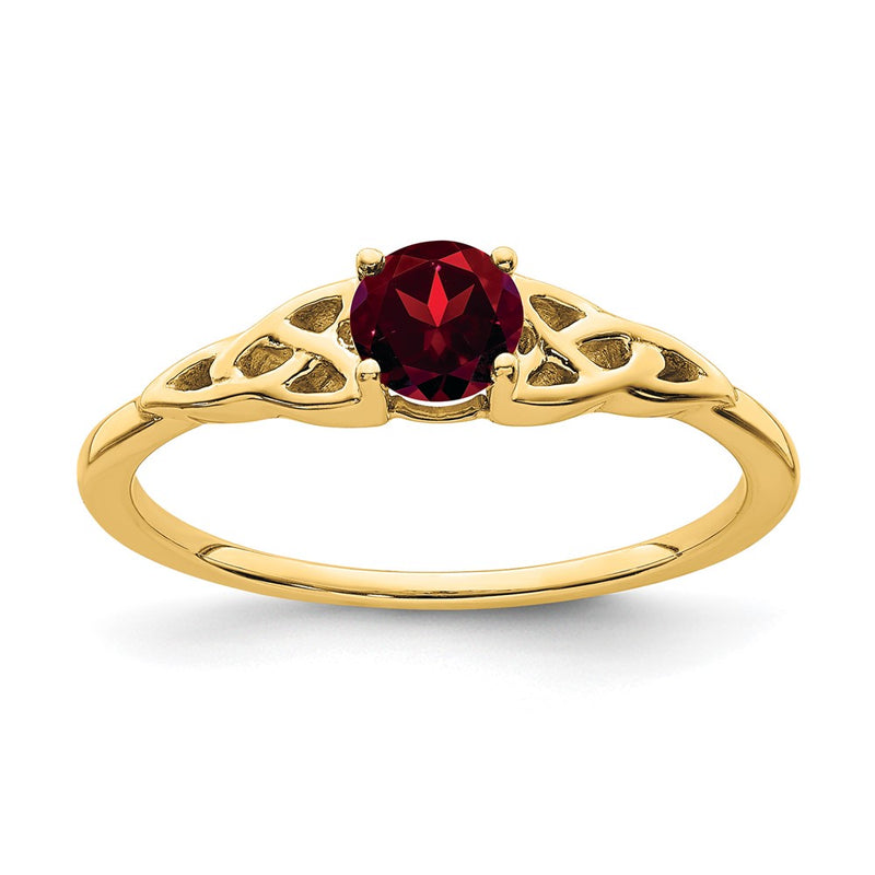 14K Yellow Gold Garnet Celtic Knot Ring