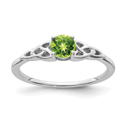 14K White Gold Peridot Celtic Knot Ring