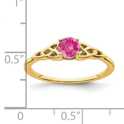 10K Yellow Gold Pink Tourmaline Celtic Knot Ring