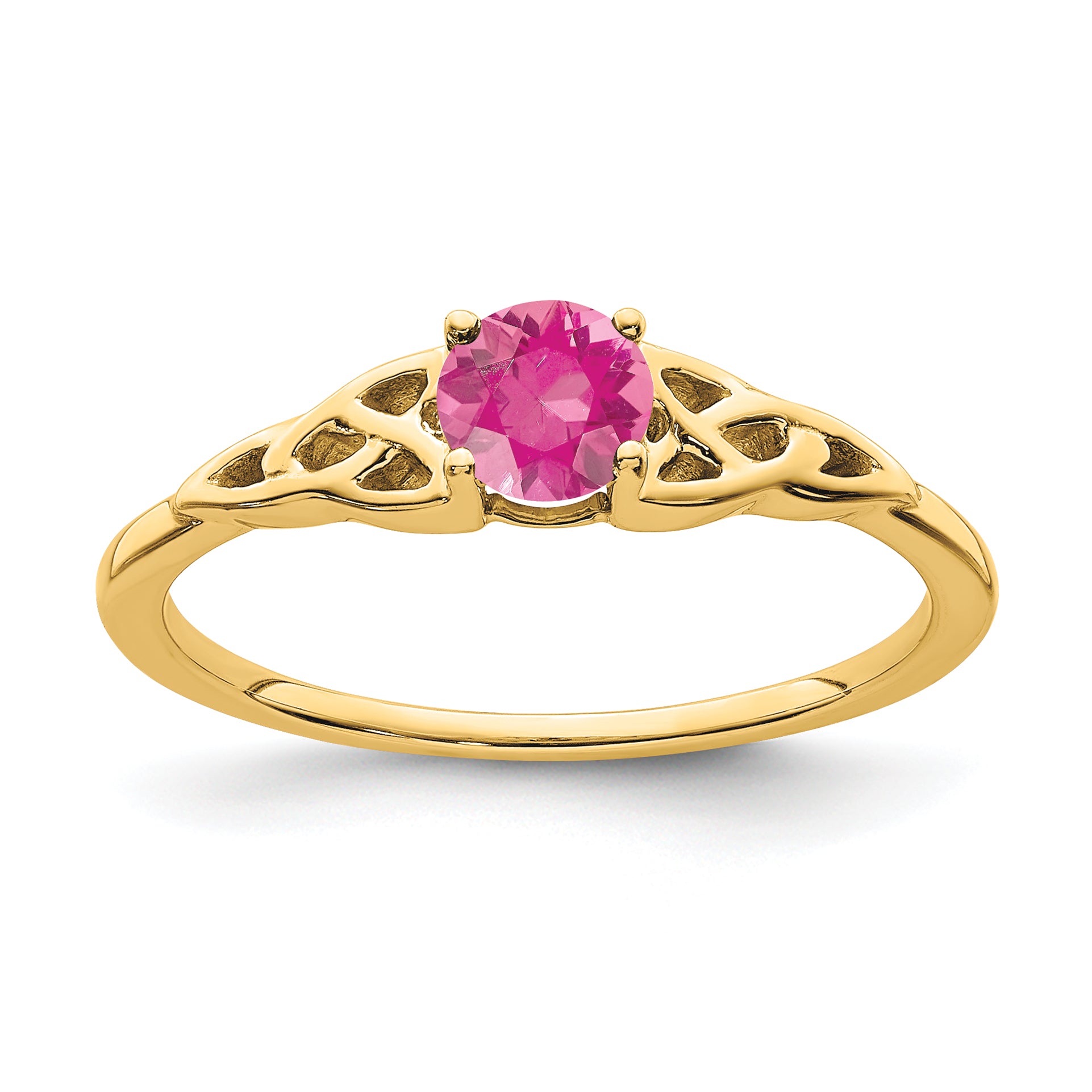 10K Yellow Gold Pink Tourmaline Celtic Knot Ring
