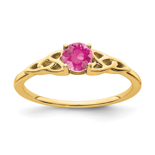 10K Yellow Gold Pink Tourmaline Celtic Knot Ring