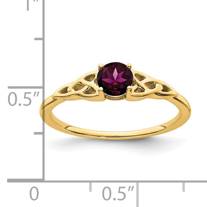 10K Yellow Gold Rhodolite Garnet Celtic Knot Ring