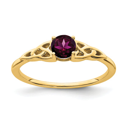 10K Yellow Gold Rhodolite Garnet Celtic Knot Ring