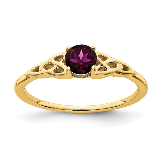10K Yellow Gold Rhodolite Garnet Celtic Knot Ring