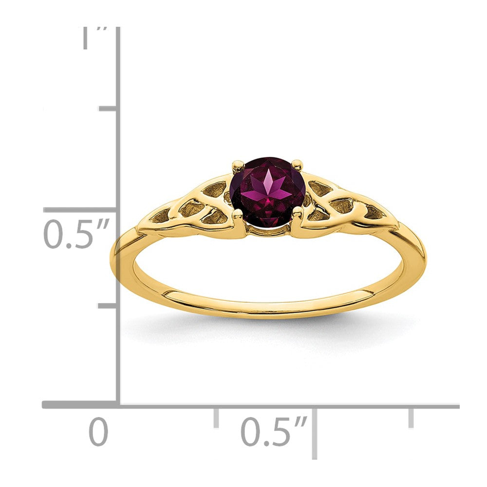 14K Yellow Gold Rhodolite Garnet Celtic Knot Ring