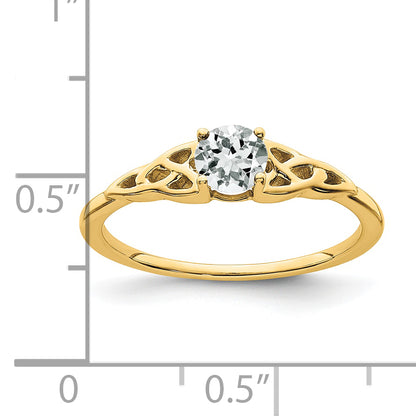 10K Yellow Gold White Topaz Celtic Knot Ring
