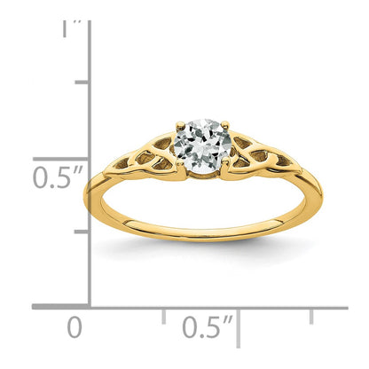 14K Yellow Gold White Topaz Celtic Knot Ring