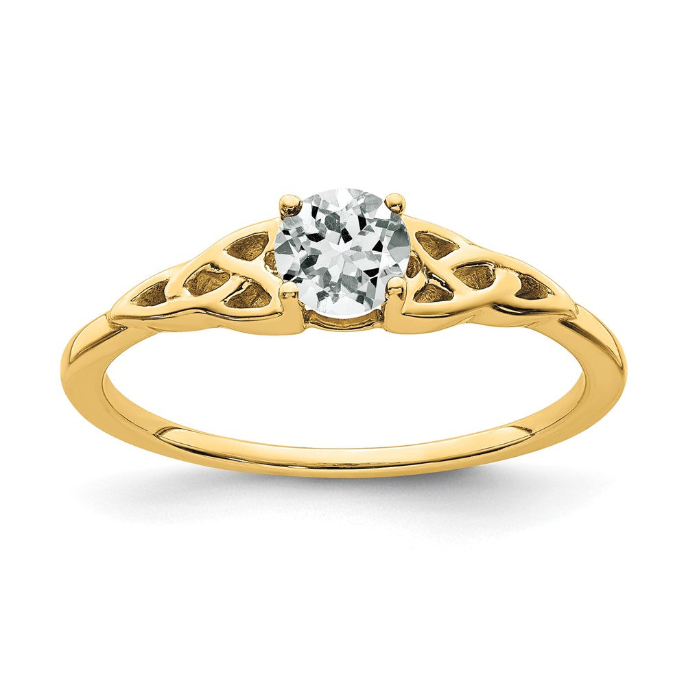14K Yellow Gold White Topaz Celtic Knot Ring