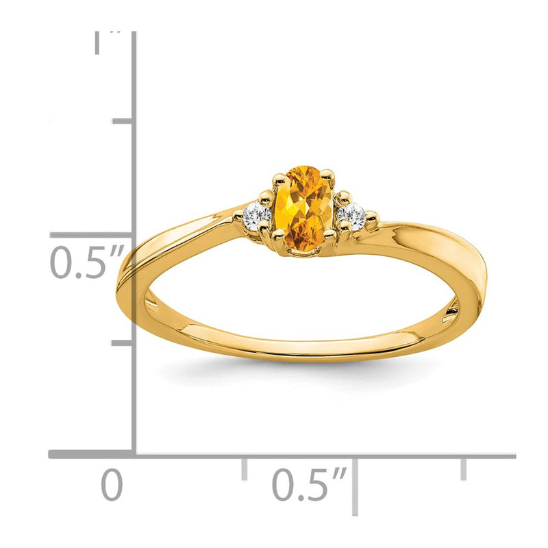 14K Yellow Gold 5x3 Oval November/Citrine and Diamond Ring