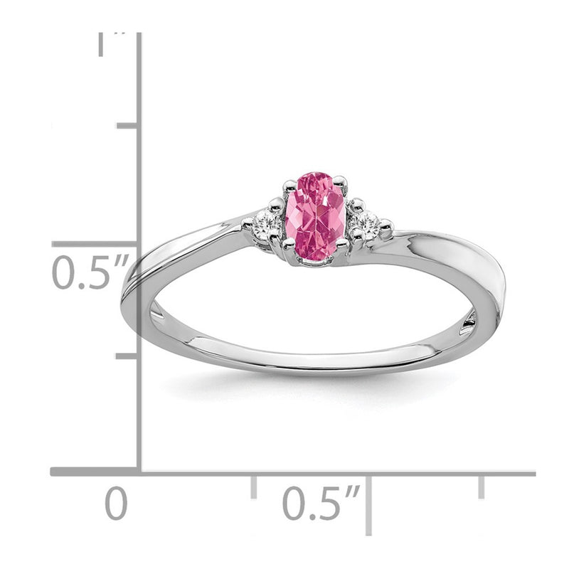 14K White Gold Pink Tourmaline And Diamond Ring