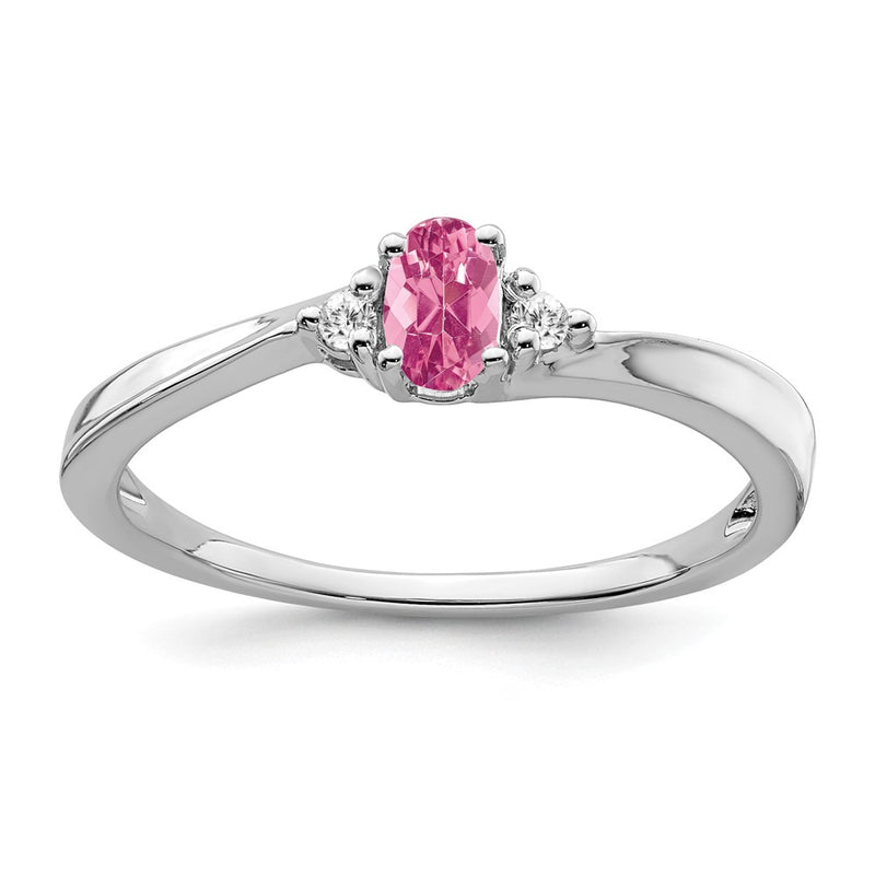 14K White Gold Pink Tourmaline And Diamond Ring