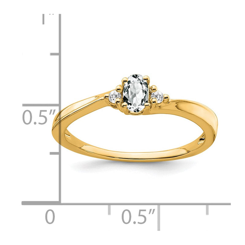 14K Yellow Gold 5x3 Oval April/ Topaz and Diamond Ring