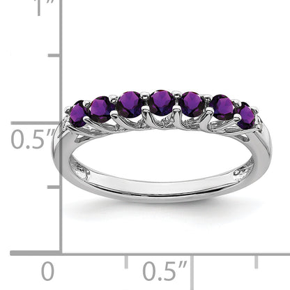 10K White Gold Amethyst And Diamond 7-Stone Ring