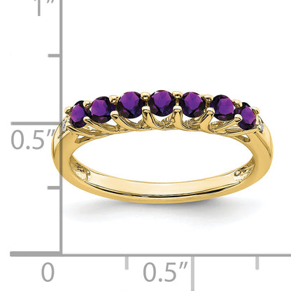 10K Yellow Gold Amethyst And Diamond 7-Stone Ring