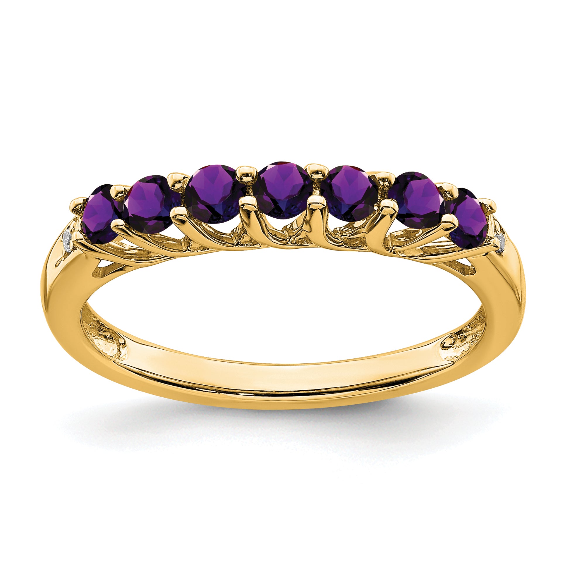 10K Yellow Gold Amethyst And Diamond 7-Stone Ring