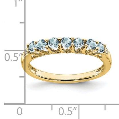 10K Yellow Gold Aquamarine And Diamond 7-Stone Ring