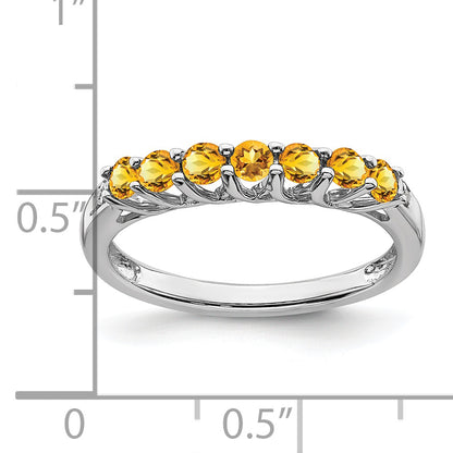 10K White Gold Citrine And Diamond 7-Stone Ring
