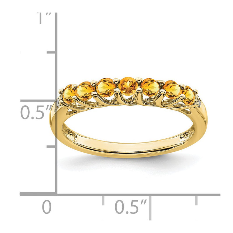 10K Yellow Gold Citrine And Diamond 7-Stone Ring