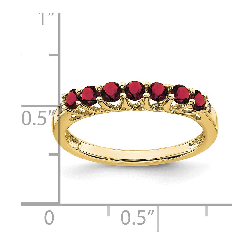10K Yellow Gold Created Ruby And Diamond 7-Stone Ring