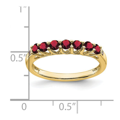 10K Yellow Gold Created Ruby And Diamond 7-Stone Ring