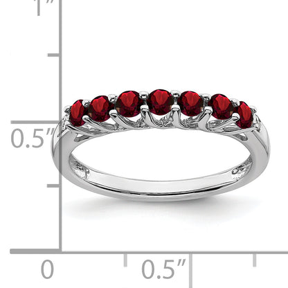 10K White Gold Garnet And Diamond 7-Stone Ring