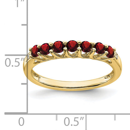 10K Yellow Gold Garnet And Diamond 7-Stone Ring