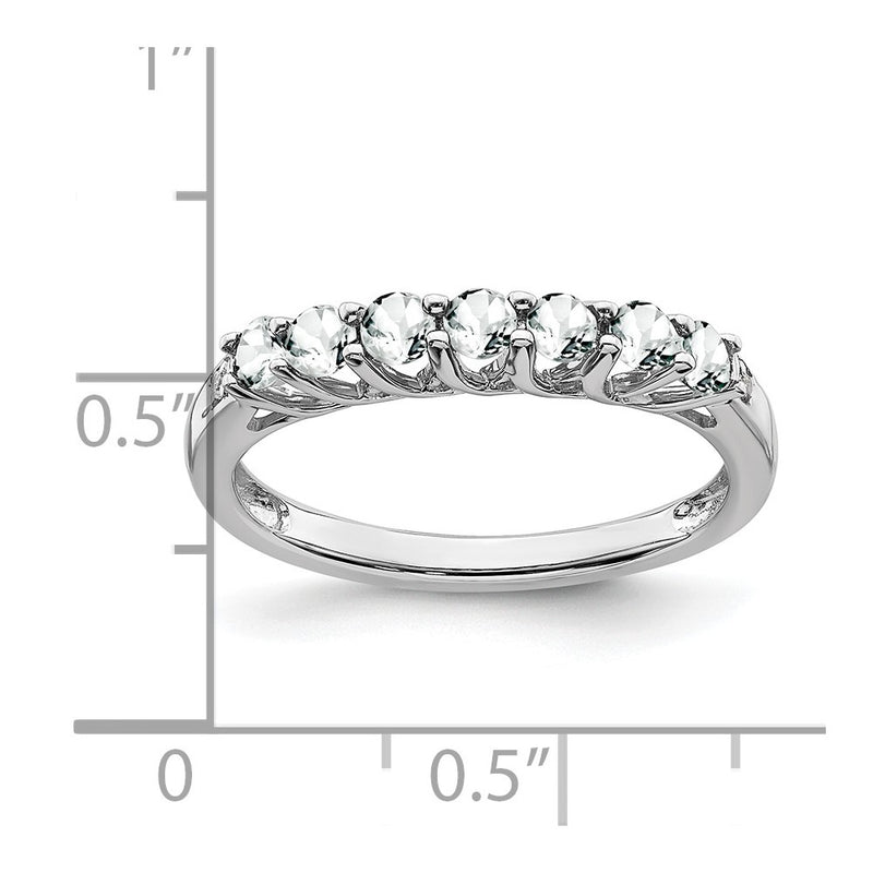 10K White Gold Topaz And Diamond 7-Stone Ring