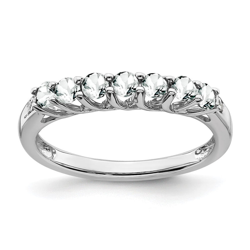 10K White Gold Topaz And Diamond 7-Stone Ring