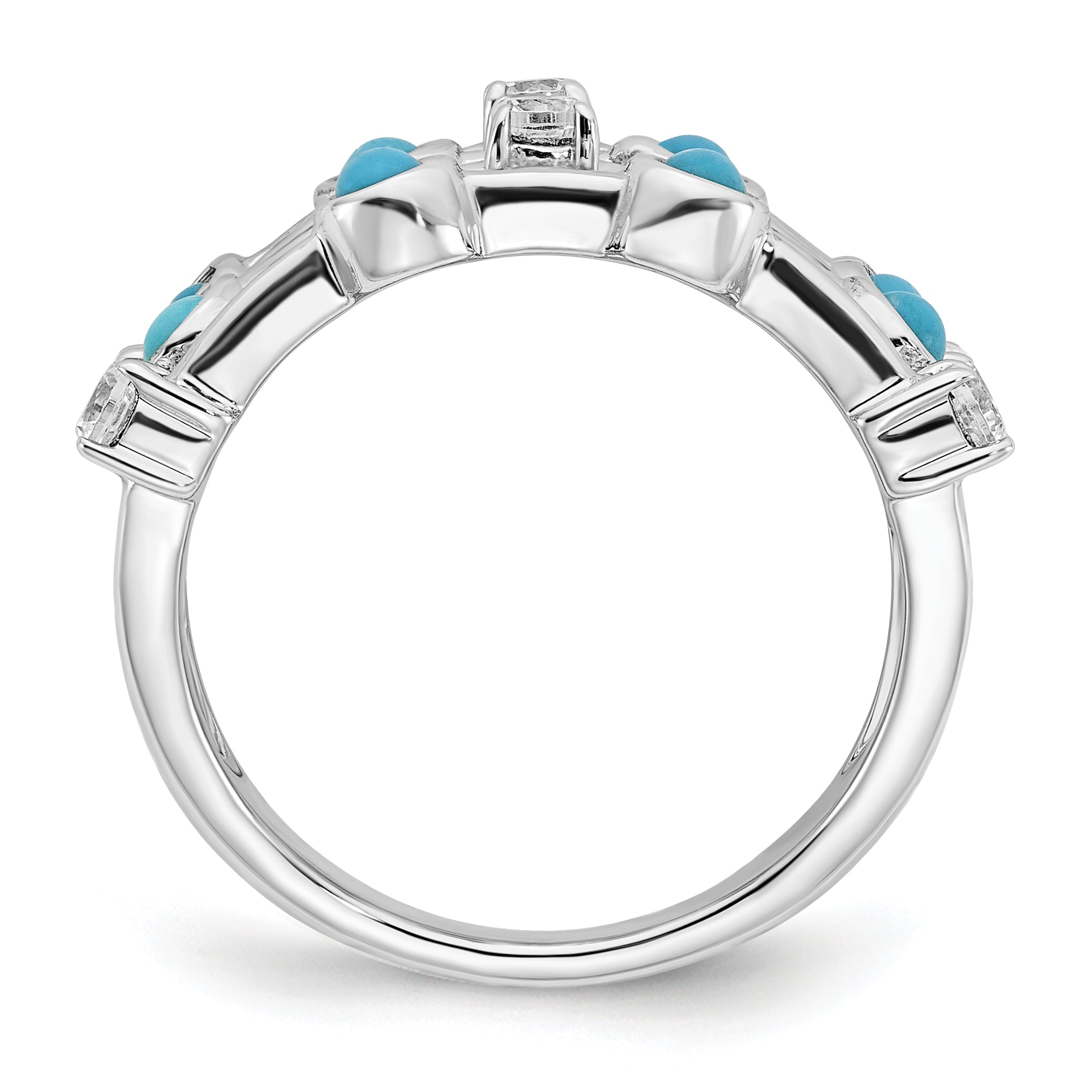 14k White Gold Turquoise and White Topaz Ring
