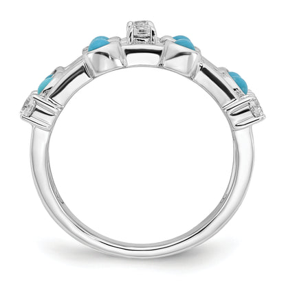 14k White Gold Turquoise and White Topaz Ring