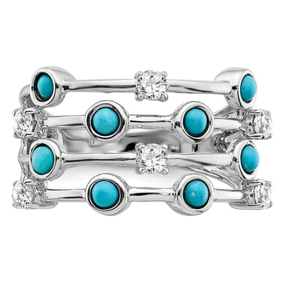 14k White Gold Turquoise and White Topaz Ring
