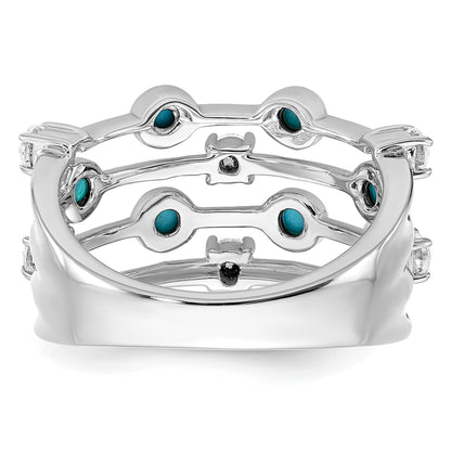 14k White Gold Turquoise and White Topaz Ring