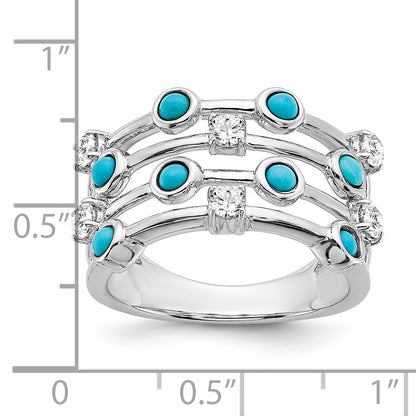 14k White Gold Turquoise and White Topaz Ring