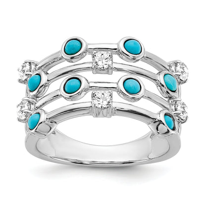 14k White Gold Turquoise and White Topaz Ring