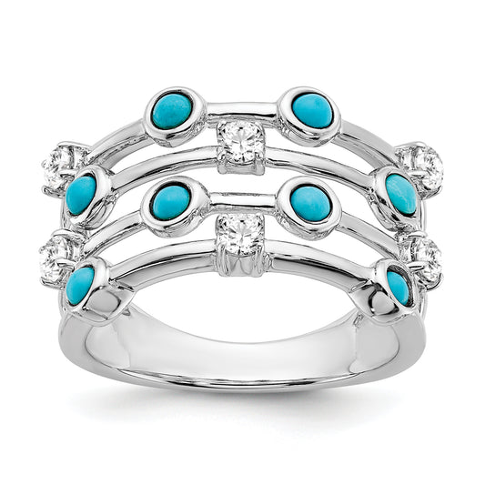 14k White Gold Turquoise and White Topaz Ring