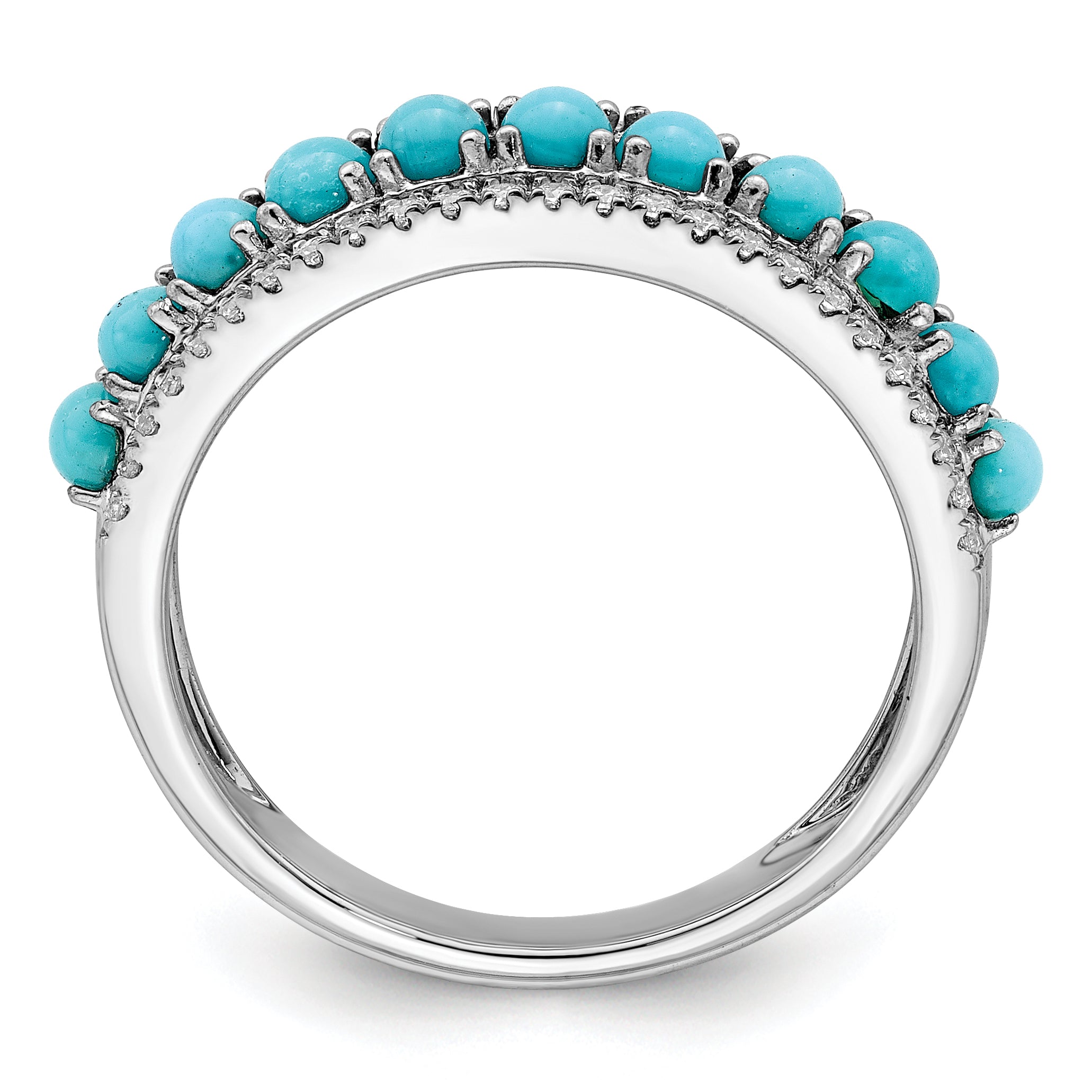 14k White Gold Turquoise and White Topaz Ring