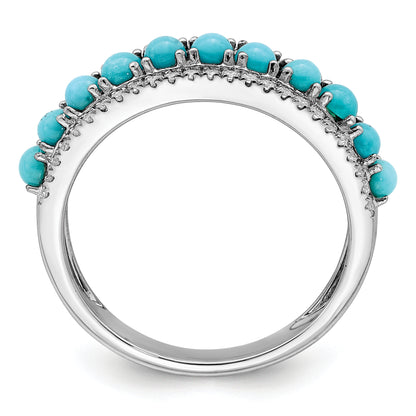 14k White Gold Turquoise and White Topaz Ring