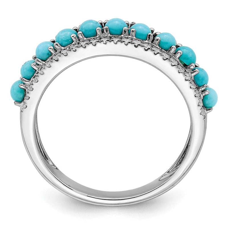 14k White Gold Turquoise and White Topaz Ring
