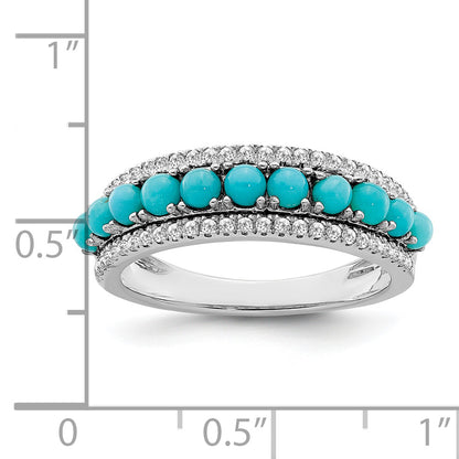 14k White Gold Turquoise and White Topaz Ring